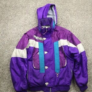 Phenix Sports Ski Jacket Mens XS Purple Teal White Retro Color Block Winter Coat